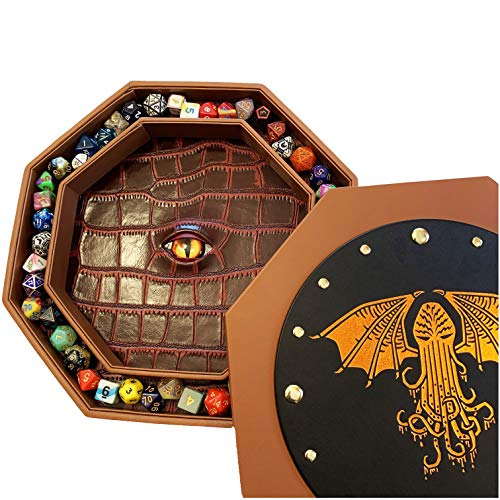 Fantasydice Cthulhu Eye Extra Large Dice Tray Octagon with Lid and Dice Staging Area- Holds 7 Sets(7 Dice Set/Standard) for All Tabletop RPGs Like D&D, Call of Cthulhu, Shadowrun.