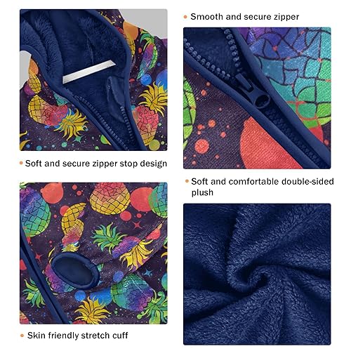 Colorful Pineapples Boys Fleece Hoody Jacket Zip Up Coat Warm Fall Winter Plush Jacket Long Sleeve Outerwear3