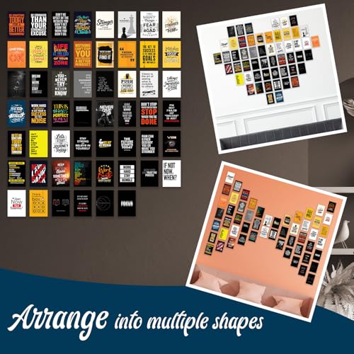 Image of ZENDEN STORE Pack of 54 Motivational Wall Collage Kit Posters - 4x6 Inch, 300 GSM Matte Cardstock with 300+ Glue Dots - Inspirational Decor for Bedroom, Study, Office