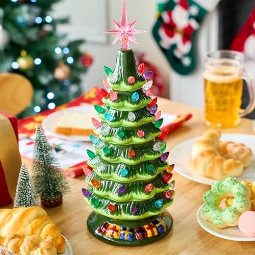 Joiedomi 15 Inch Tabletop Prelit Ceramic Christmas Tree With 70 Multicolor Lights thumb #6