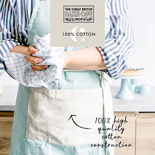 The Great British Bake Off Apron for Women & Men, with Pockets, 100% Cotton with Adjustable Strap & Official GBBO Logo, Baking Gifts for Star Baker, Signature Duck Egg Blue, One Size Fits All - Image 4