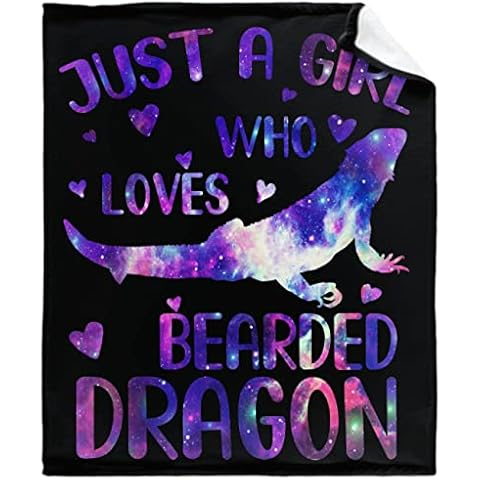 Just A Girl Who Loves Bearded Dragon Blanket Dinoasur Throws Gift for Boys Girls，Cute Animal Decor Plush Soft Lightweight Flannel Fleece Blankets for Bed Couch Chair 60x50In Teens Cover