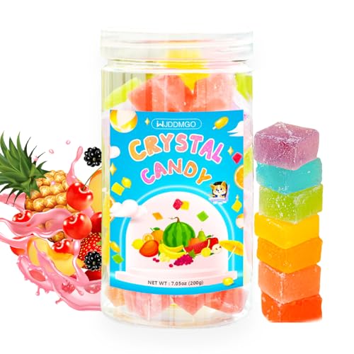 Fruit Flavors Crystal Candy, Silky Gem Amber Gemstone Snack Candies, 7.05oz Colourful Assorted Gummy, Crunchy Outside Soft Inside Traditional Vietnamese Lunar New Year Candy