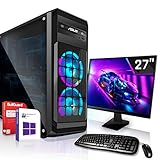 Mit im Lieferumfang befindet sich ein 27 Zoll FULL HD Bildschirm sowie eine Tastatur / Maus - Kombination. Wir vertrauen in unsere Produkte und gewähren nicht nur 24, sondern ganze 36 Monate Herstellergarantie. Alle individuell zusammengestellen PCs durchlaufen vor dem Versand eine Qualitätskontrolle. Sollte es dennoch einmal zu Problemen kommen, punkten wir mit unserem kostenlosen Hin- und Rückversand. Transparenz und Fairness zeichnen uns aus.
