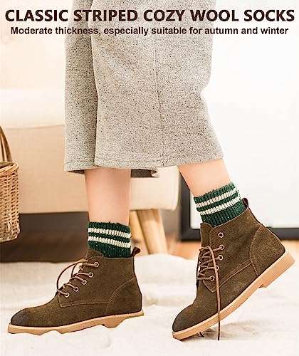 Image of IIG Cute Warm Wool Socks for Women Super Cozy Thick Crew Winter Socks Gifts, 5 Pairs