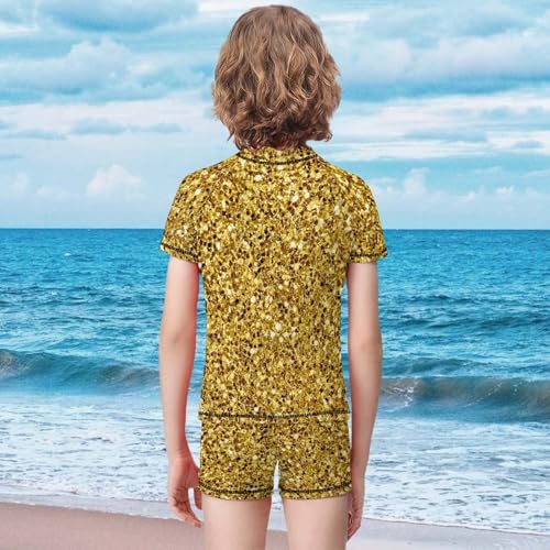Golden GlitterChildren's Swimsuits Boys Two Piece Suit10-12Y（150cm）2