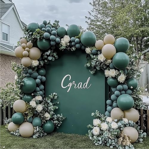Image of 108Pcs Double Stuffed Dark Green Balloon Garland Arch Kit