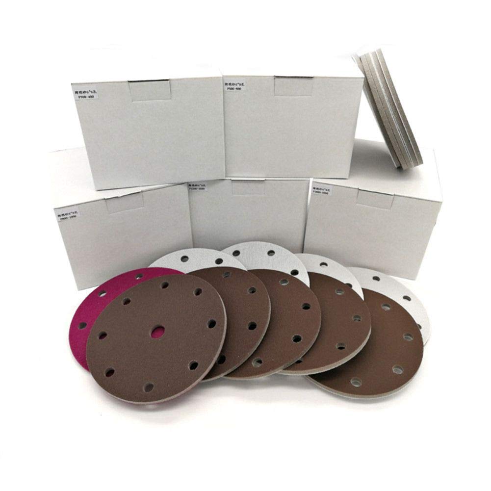 Accessoires d'outils électriques avec disque de ponçage 6 pouces 9 trous grain 300-2000