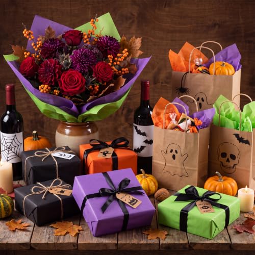 Image of woric 160 Sheets Halloween Tissue Paper for Gift Bags 20 x 14 Inch