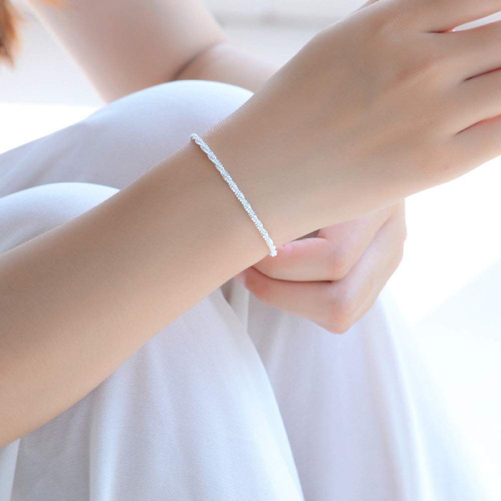 Stylish-Art Bracciale Stile Dolce Lucido in Argento 925,Scintillante