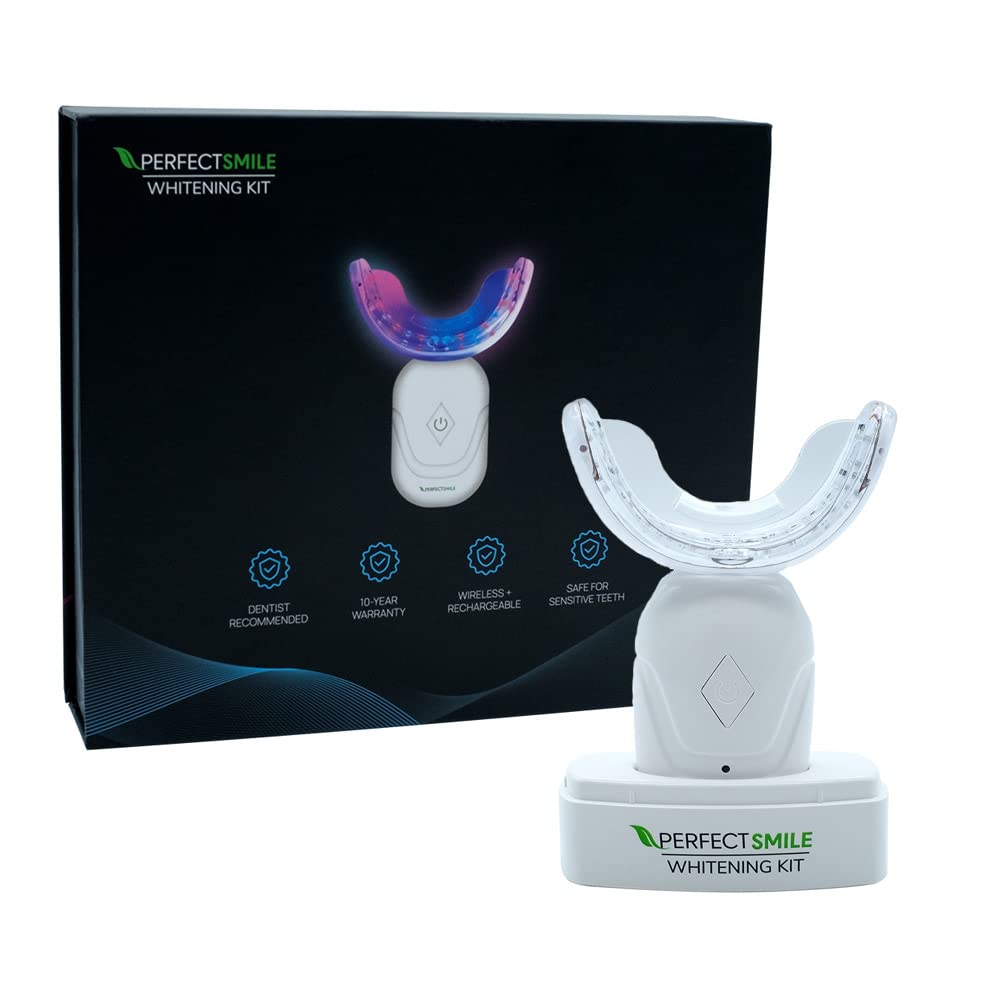 Perfect Smile LED Whitening Kit | Safe for Sensitive Teeth - Wireless + Rechargeable | Get Teeth Up to 3 Shades Whiter in As Few As 7 Days