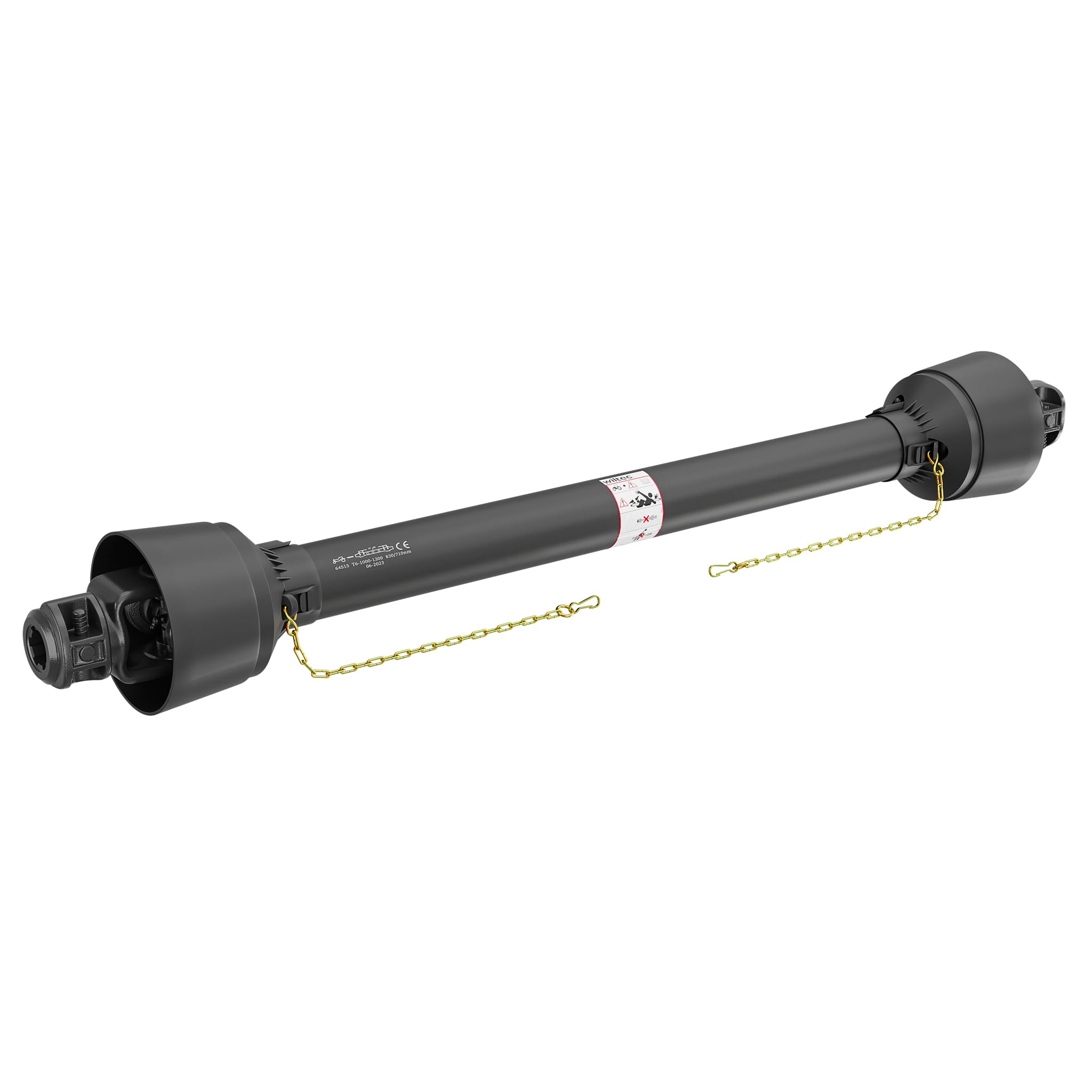 WilTec PTO Shaft T6 Drive Shaft 1000-1100mm 830Nm 540rpm, 74kW (100hp), 2x1 3/8" 6 teeth Tractor Attachment