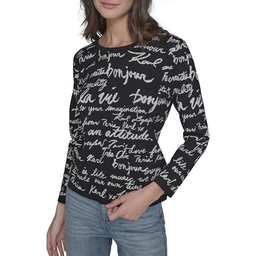 Karl Lagerfeld Paris Women's Casual Warm Sweater, Black/Soft White
