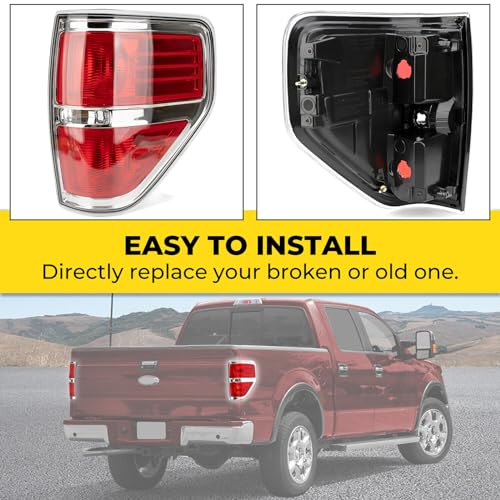 Right Passenger Side Red Chrome Rear Tail Light Housing Compatible With 2009-2014 Ford F150 Replace# BL3Z13404B FO2819143 by GEATaaT - Image 6