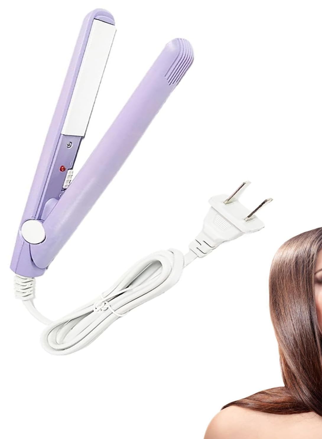 WenTigDY Hair Straightener, 2 in 1 Hair Curler, Mini Hair Straightener, Hairstyling Iron Heating Curler, Tourmaline Ceramic + Plastic, 190C, for