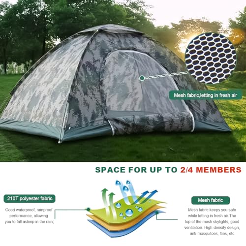 Timoau Carpa de Camping para Exterior, Impermeable, Ligera para Mochileros, Capacidad 4 Personas, Diseño Camuflaje miniatura 4
