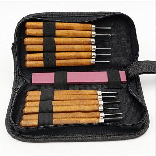 NW 12pcs Imitation Mahogany Wood Handle Knife Carving Set Wood Carving Tool Set