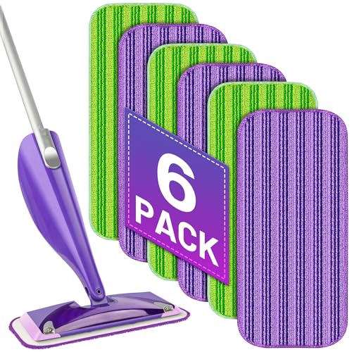 Reusable Refill Pads for Flash Powermop 6 Pack Flash Power Mop Pads Microfibre PowerMop Pads Replacement Heavy Duty Wet Cloths Washable Power Mop Refills Wipes for Wet Dry Multi-Surface Cleaning