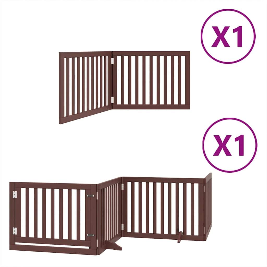 Puerta plegable para perros de 6 piezas con puerta de madera de álamo, rejilla plegable para perros con puerta con cerradura para seguridad de mascotas, puerta para perros sin taladrar