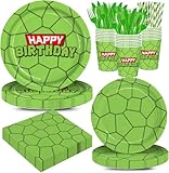 120PCS Turtle Themed Party Supplies for Boys Kids Turtle Birthday Party Green Turtles Party Decorations Tableware Plates Napkin Cups Knives and Forks for 20 Guests