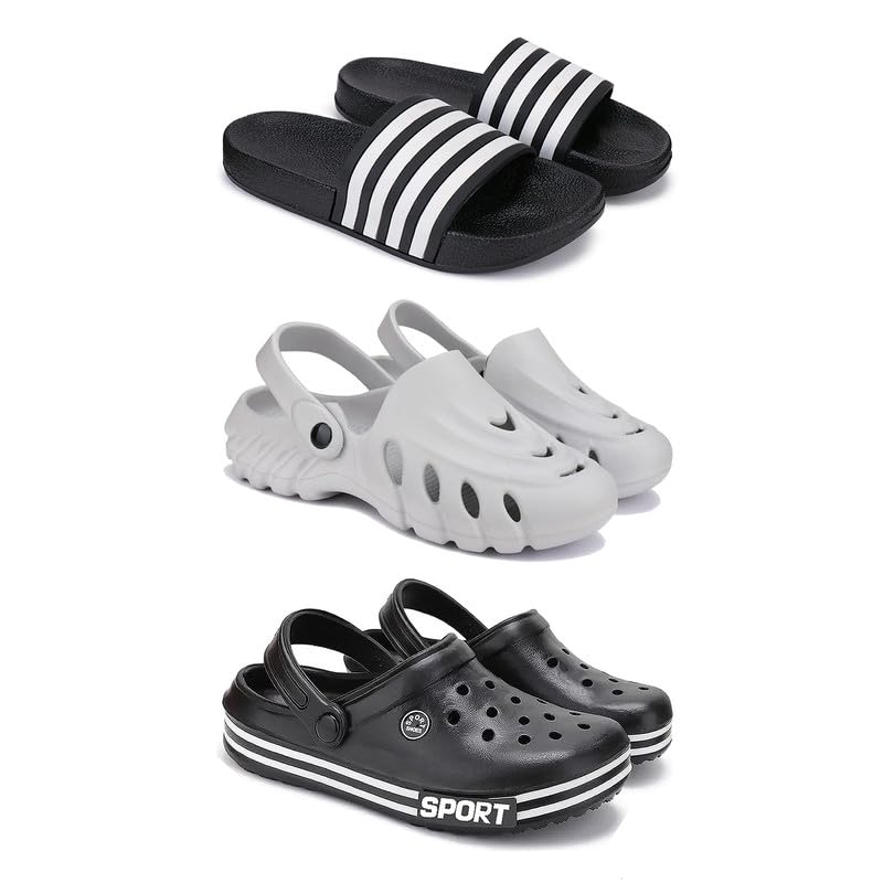 WINGSCRAFT Lightweight,Classic Slider || Sandals with Clogs for Men-Combo(3)-3024-3135-3014-10 Black-image-27
