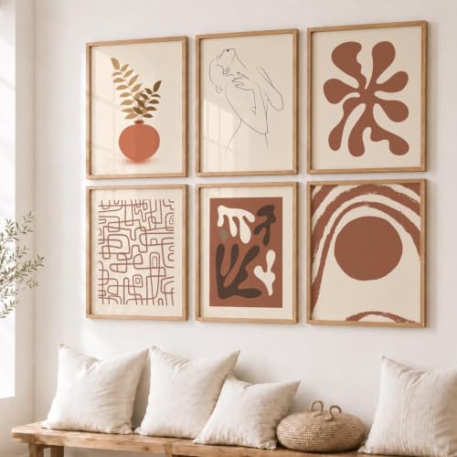 Image of kotart Boho Theme Digital Painting for Wall Decoration - Minimal Wall Art Prints for Living Room Bedroom Office Room Decor (13X17 INCH, J) Pack of 6