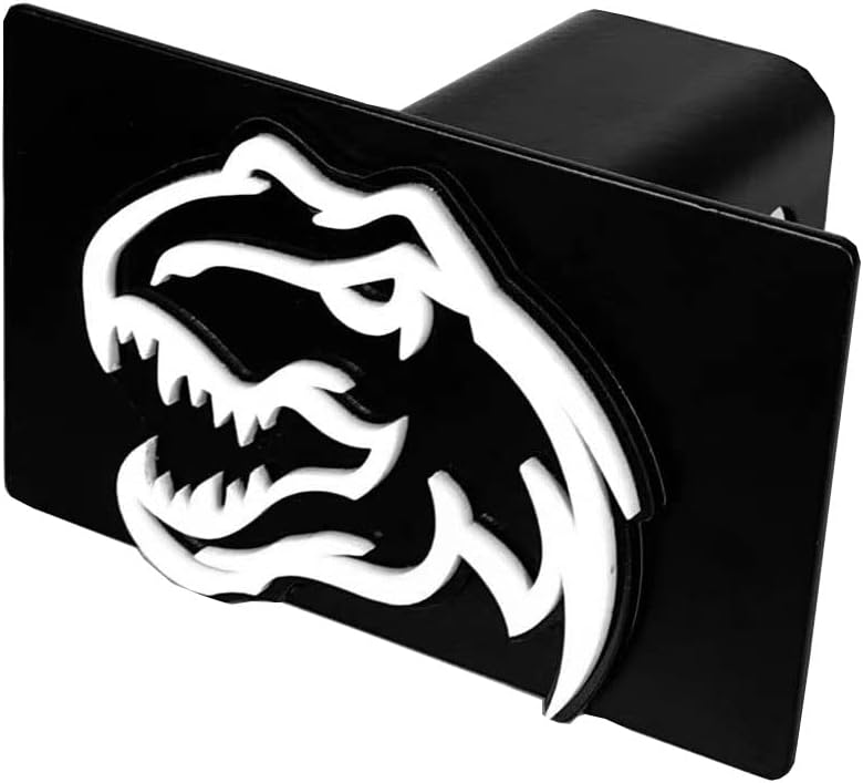 Moossi Metal Steel TRX T Rex Dinosaur Towing Trailer Hitch Cover Compatible with RAM TRX 2 Inch Receiver White