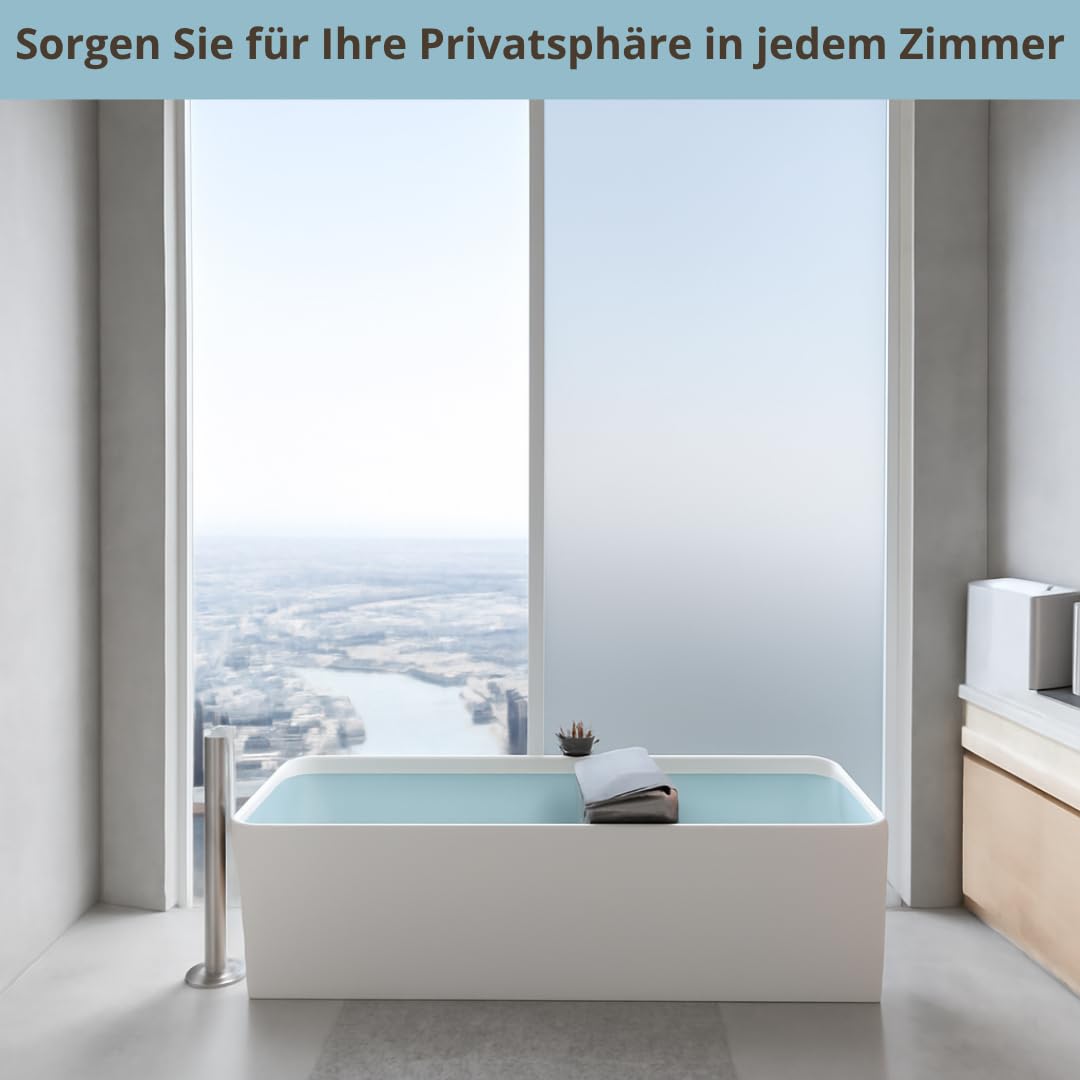 Sichtschutz-Fensterfolie (120 x 500 cm), VIELE GROßE GRÖSSEN, matt, satiniert, selbstklebend, ohne Kleber, UV-Schutz, Keine Rückstände, einfache Anwendung, Duschkabine, statische Haftung, abnehmbar