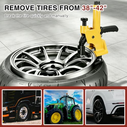 Image of 38 inch-42 inch Manual Tire Bead Breaker Tire Change Tool with Rubber Pad | All Terrain Vehicle,Easy-Operated,Lightweight and Portable,Fit for 38 and 42 Inches Tires Changer,Yellow
