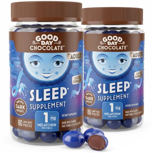 Good Day Dark Chocolate for Adults [ 2 Pack ] - Fair Trade Non-GMO Dark Chocolate with Chamomile and Melatonin 1 mg - Adult Melatonin