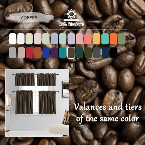 Image of DONREN 96 Inches Long 2 Panels Blackout Curtain Panels for Bedroom - Rod Pocket Thermal Insulated Drapes for Living Room(Coffee,52 x 96)
