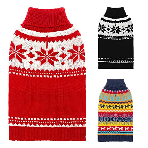 Image of Mihachi Dog Sweater - Winter Coat Apparel Clothes with Colorful Stripes for Cold Weather