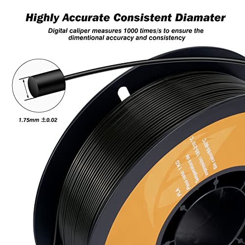 Image of Kingroon PLA 3D Printer Filament, Dimensional Accuracy + /- 0.02 mm, 1 kg Spool(2.2lbs), 1.75mm,2KG Black+Black