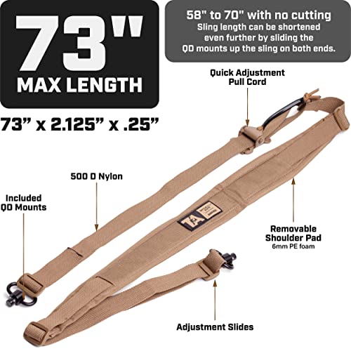 Tacticon Battle Sling Elite | Padded Adjust Qd 2 Point Rifle Sling | Disabled Combat Veteran Owned Company | 2 Point Slings | Included Qd Mounts | Tactical Accessories #TOP2