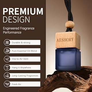 Aeshory Car Air Freshener Hanging 3 Pack – Wood Car Freshener - Sandalwood & Teakwood & Cologne Scents,Car Fresheners Long Lasting Up to 60 Days, Car Air Freshener Men,0.27 FL OZ/8ML