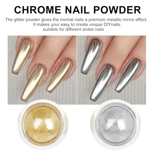 GZMAYUEN Chrome Nail Powder, 4 Farben Crome Pigment Für Nägel Aurora Weiße Perle Silver Gold Chrome Nail Powder Cromepulver Nägel Art Nageldesign
