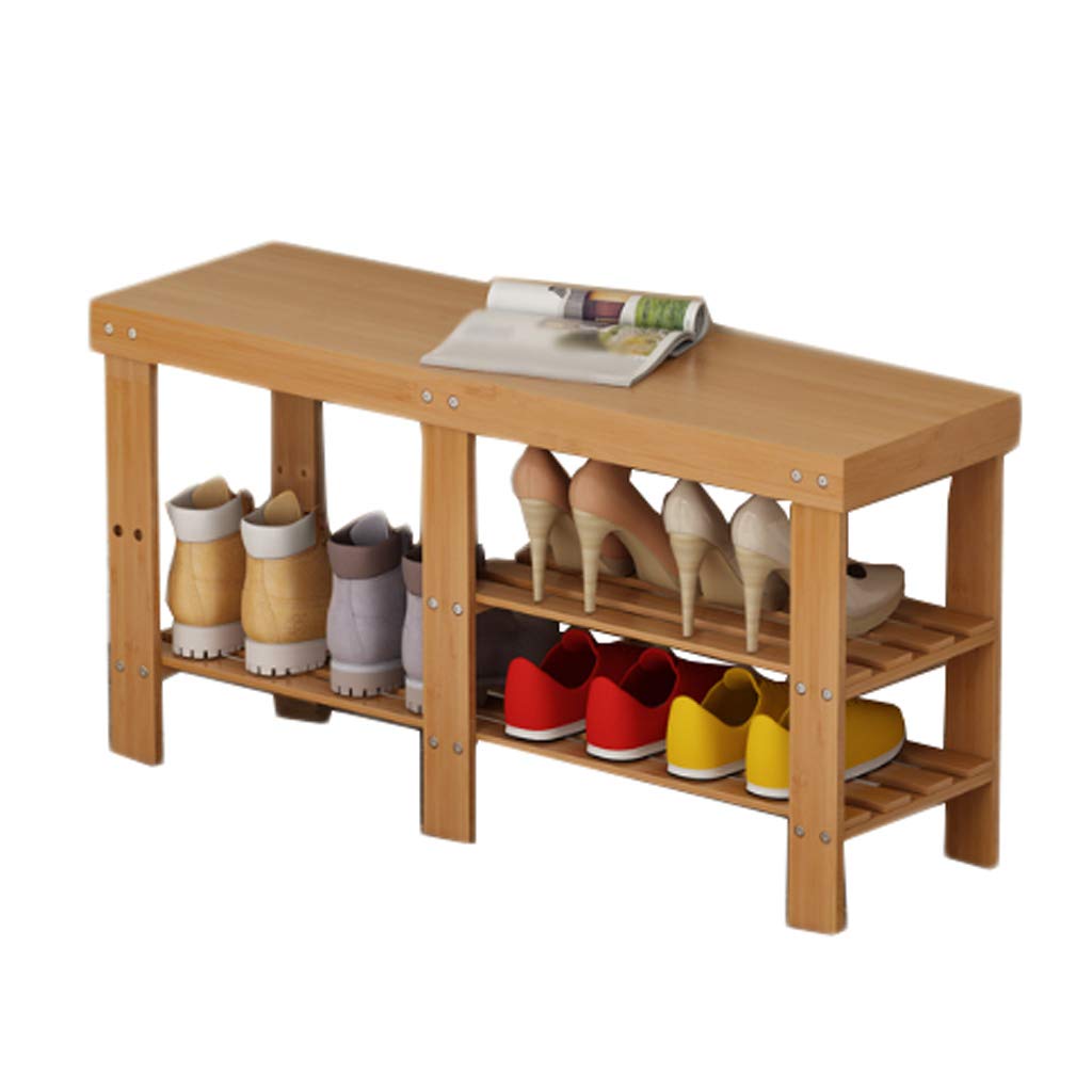 Étagère à chaussures avec tabouret en bois double rangement couloir 88cm