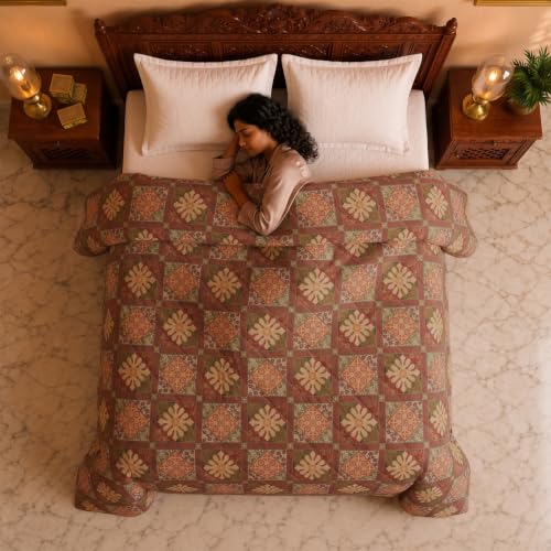Image of BSB HOME 220 GSM Microfiber Comforter for Double Bed, Ultra Soft Quilted AC Comforter, Lightweight All Season Blanket, Breathable, Durable & Skin Friendly, 86 x 90 Inches (220 x 230 cm) - Rust Red