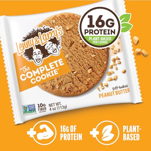 Image of Lenny & Larry's The Complete Cookie, Peanut Butter, Soft Baked, 16g Plant Protein, Vegan, Non-GMO, 4 Ounce Cookie (Pack of 24)
