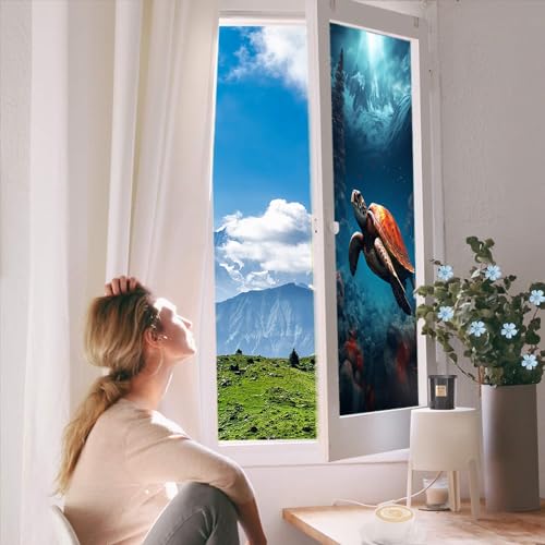 Vinilo para ventana con diseño de tortuga moderna 17.7x23.6 pulgadas miniatura 5