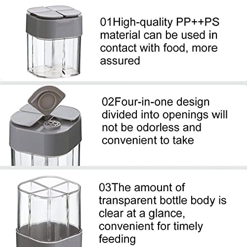 4 in 1 zout en peper shaker, 4 rasters flip lege spice dispenser, transparante kruiden shaker potten met deksel… - Image 8