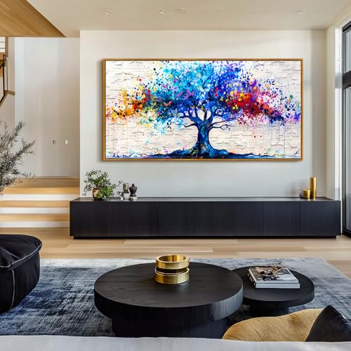 SERIMINO Tree of Life Large Framed Wall Art Prints, Colorful Tree Abstract Graffiti Canvas Painting, Nature Plant Fantasy Artwork for Walls, Modern Wall Decor Living Room Bedroom Home Office 30"X60"