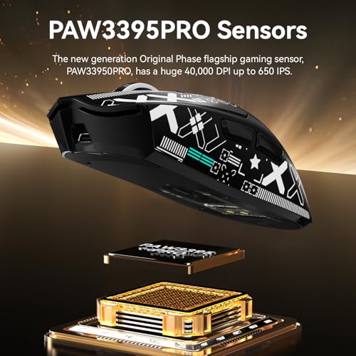 Image of MAMBASNAKE ATTACK SHARK X1 Wireless Gaming Mouse with RGB Charging Dock,PAW3395 PRO Sensor 40K DPI,1KHz Polling Rate 53g Superlight Tri-Mode Computer Mice,5 Programmable Buttons for WIN /MAC-Black&Tape