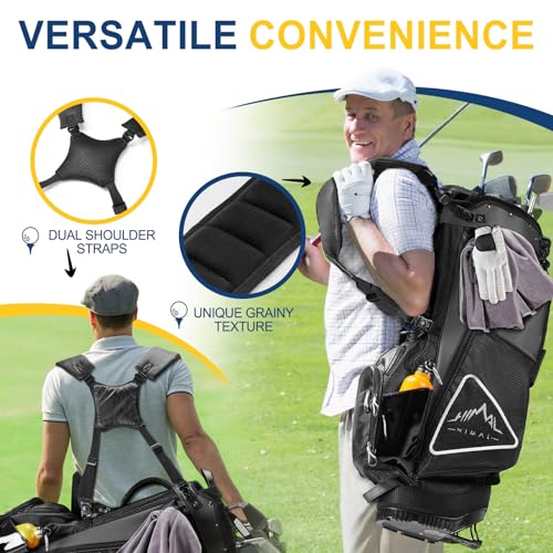 image for UNIHIMAL 14-Way Golf Stand Bag, Full Length Premium PU Leather Golf Ba