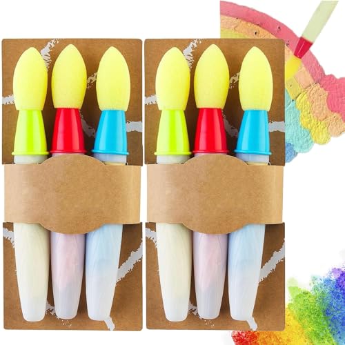 Omexry Sidewalk Chalk Paint Brush, Sidewalk Chalk Paintbrush Set, 3 Pack Water Drawing Brushes, Simply Mix in Water and Use, Washable (2 Set)