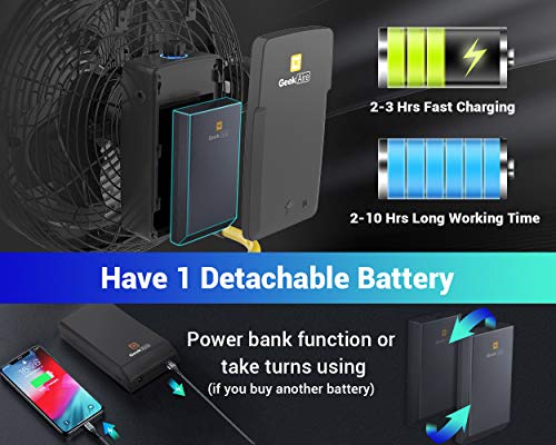 Geek Aire Battery Operated Fan, 16 Inch Rechargeable Outdoor Misting Fan, Portable High Velocity Metal Floor Fan With 15000Mah Detachable Battery & Misting Function, Ideal For Patio, Camping #TOP4
