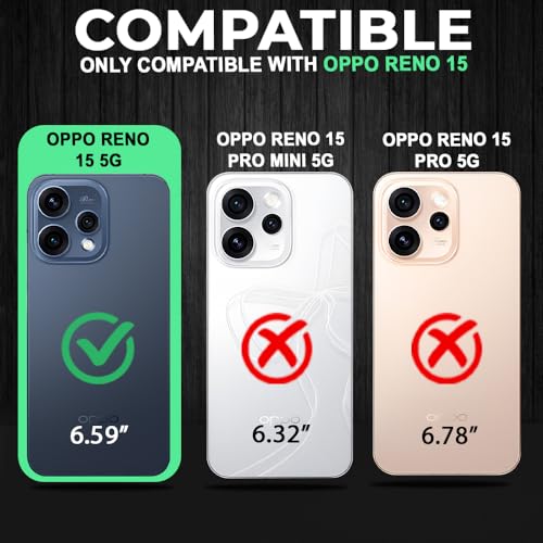 Image of AESTMO Hybrid Shockproof Back Cover Case for Oppo Reno 15 5G Compatible with MagSafe | Hard Back Case Cover for Oppo Reno 15 5G (PC & TPU, Translucent Back, Black Sides