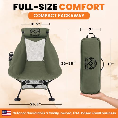 Silla de Camping Compacta con Respaldo Alto - Altura y Reclinado Ajustables miniatura 2