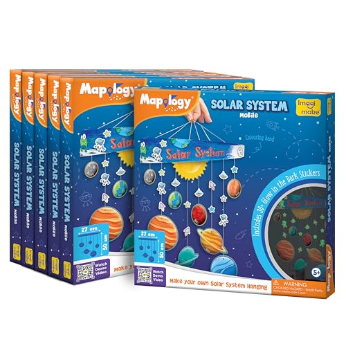 Image of Imagimake Mapology Solar System Mobile - Pack of 6 |Learning & Educational Toy | DIY Craft Kit | Space Theme Return Gifts for Kids Age 5,6,7,8,9,10