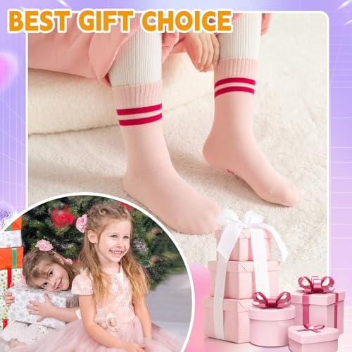 Eyean Girls Socks Little Kids Crew Cotton Youth Breathable Cute Dress Socks 6 Pairs4